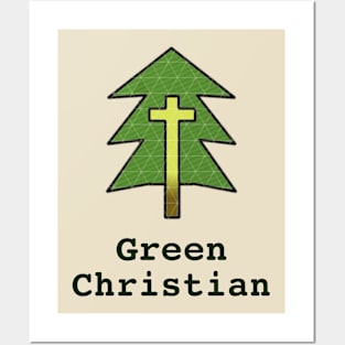 Green Christian Gospel Witness w/ Cross and Tree Posters and Art